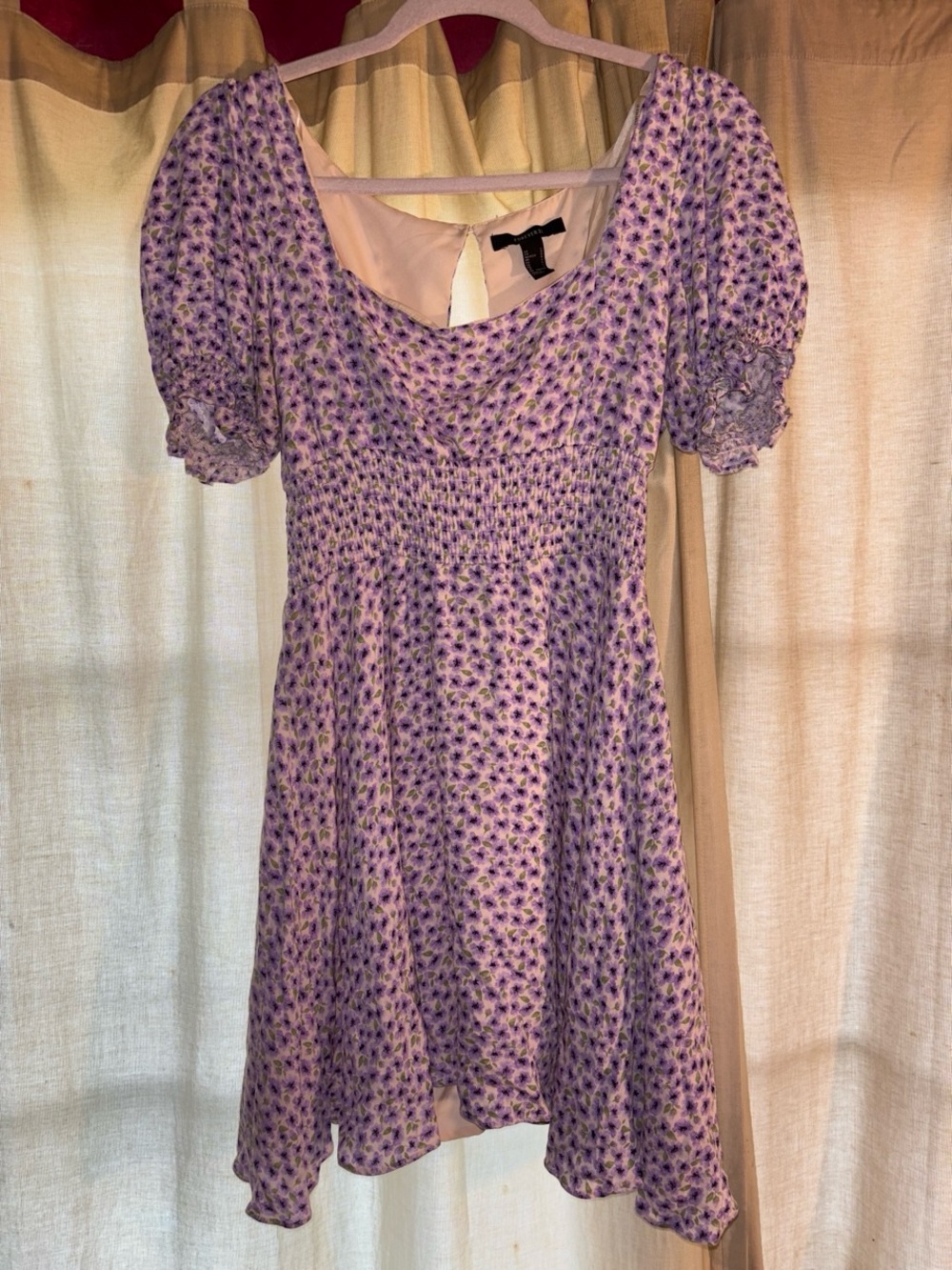 Forever 21 Lavender Floral Puff-Sleeve Sundress